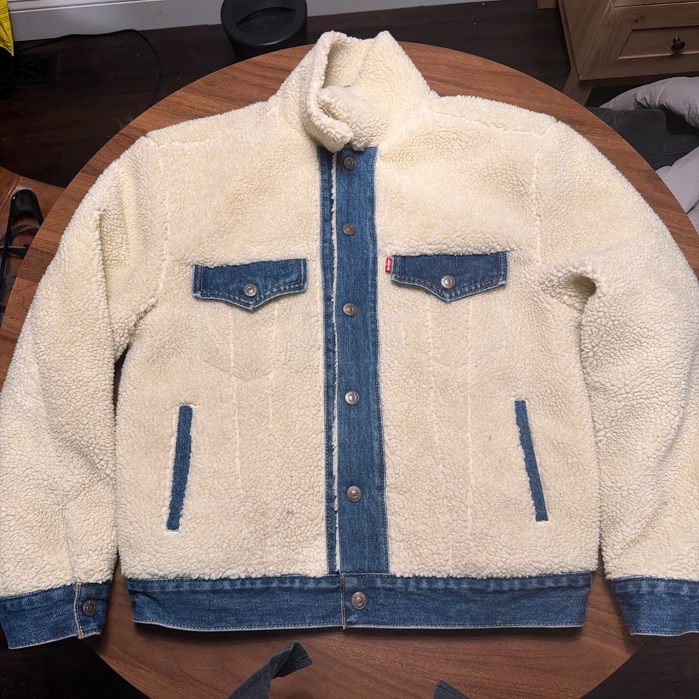Levi's Beige and Denim Sherpa Jacket